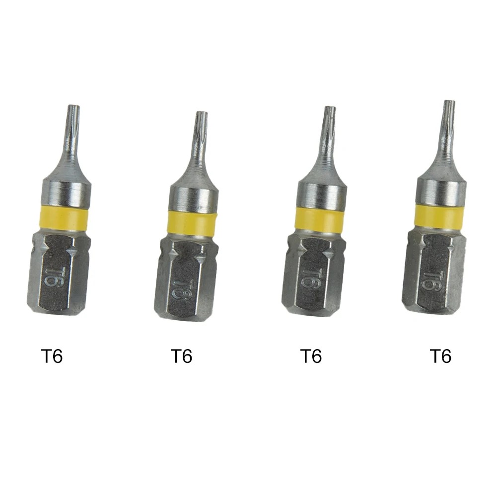 4Pcs 25mm T6-T40 Magnetic Torx Screwdriver Bits Set Electric Screwdriver Head T6